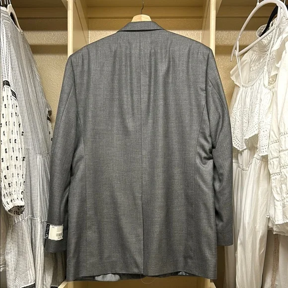 Turnbury Blazer Men Size 44 L Gray Sport Coat Notched Lapel Silk Wool Structured - Picture 11 of 12